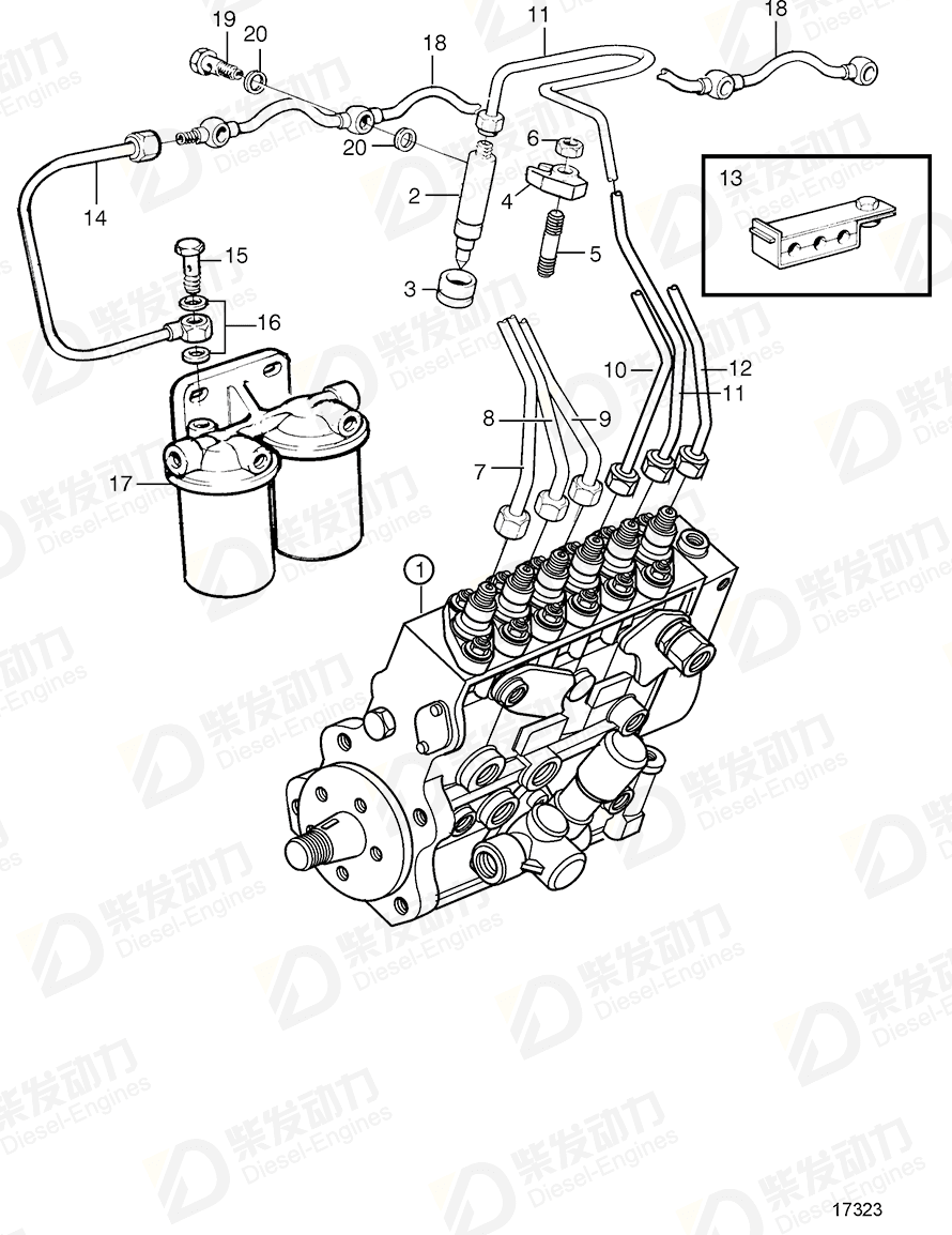 VOLVO Delivery pipe 3827982 Drawing VOLVO Delivery pipe 3827982 Drawing